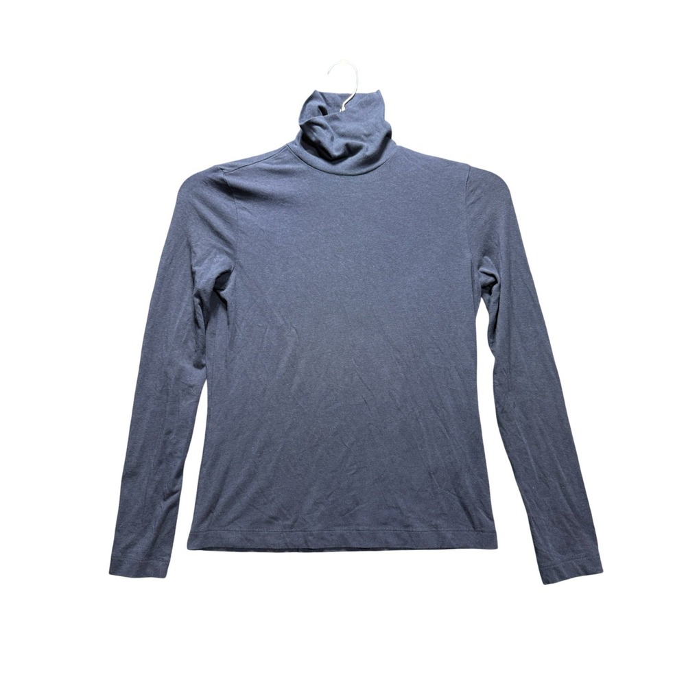 Banana Republic Timeless Tee Women XS Navy Blue Turtleneck Long Sleeve Stretch